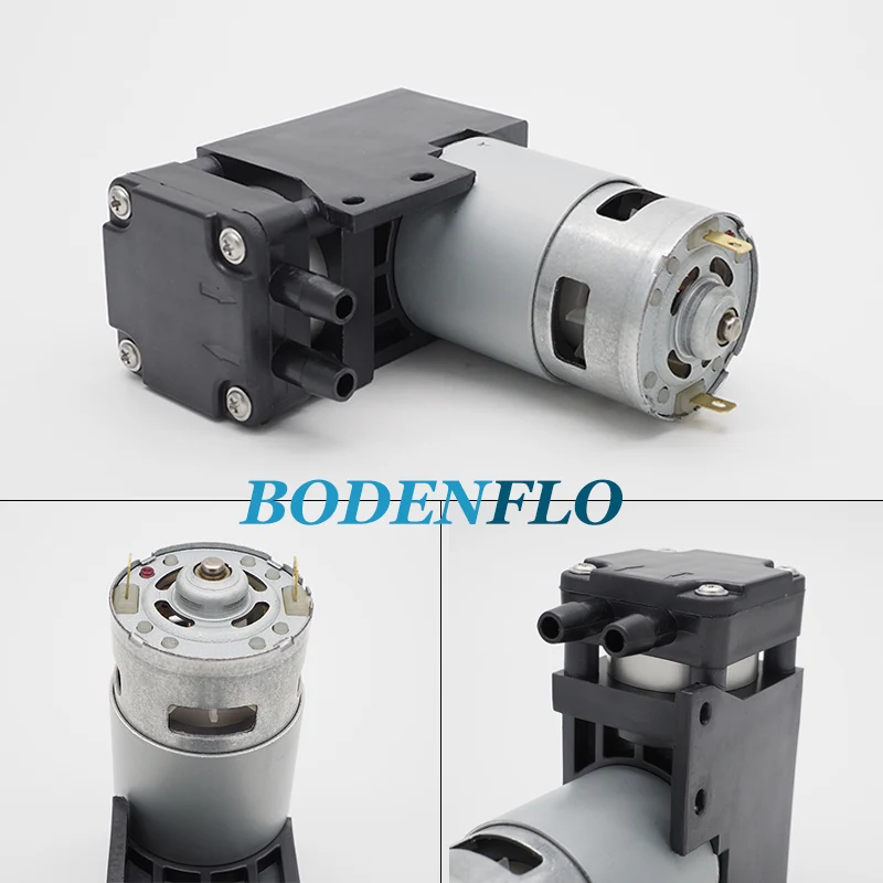 Mini bomba de vacío de pistón, 12V/24V CC de fábrica, 85-86KPa, 18/24/28/35L/min, bomba de Motor de cepillo de BD-07V, 1000 horas, alta calidad, disponible