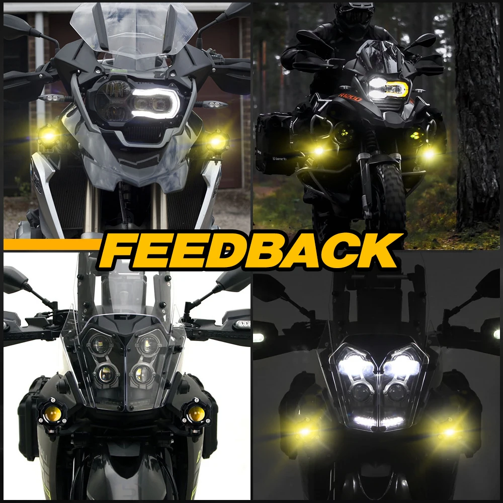 1 Pair 50W Led Motorcycle Headlight White/Yellow Working Fog Light With High/L Beam For Yamaha Tenere 700 BMW r1250gs r1200gs ad