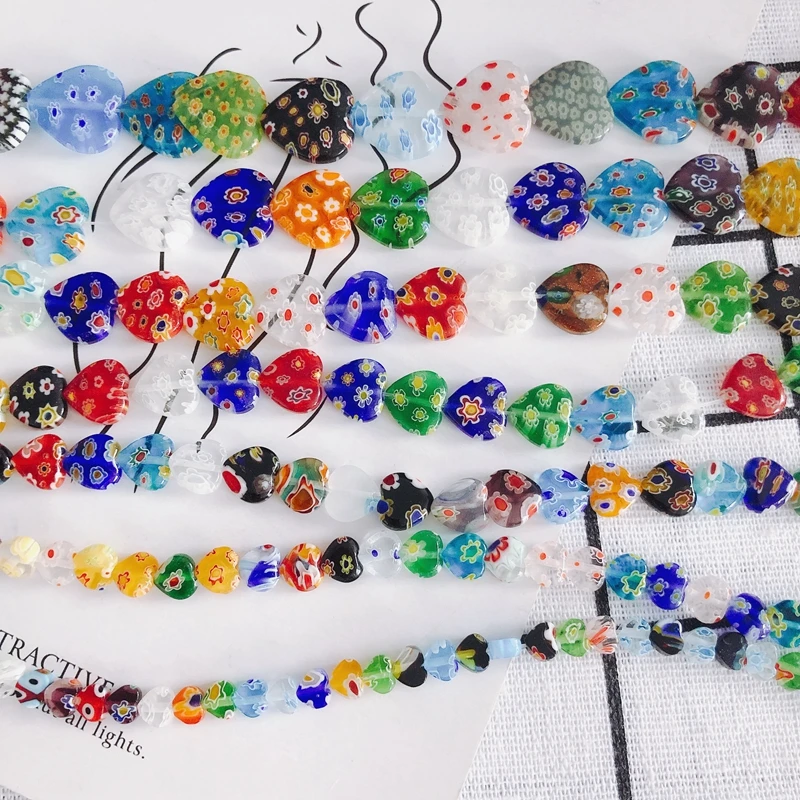 

DIY jewelry accessories wholesale mixed color flower glass translucent peach heart loose beads necklace earrings accessories