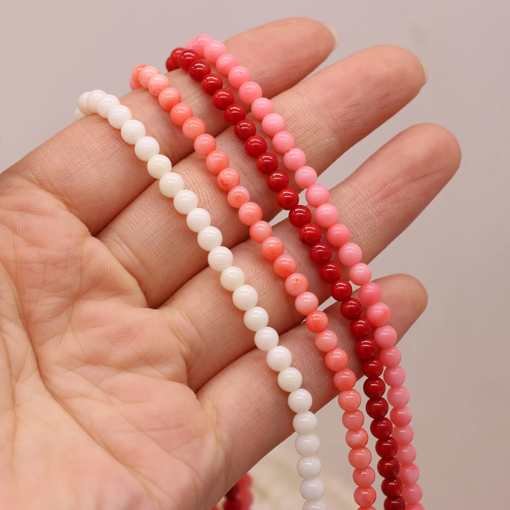 Großhandel 4mm Kleine Runde Perlen Natürliche Korallen Lose Isolation Perlen für DIY Halskette Armband Schmuck Machen Zubehör 14''