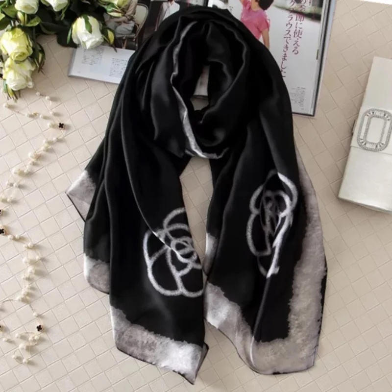 180*90cm Fashion Summer Autumn Women Classic Silk Scarves Ladies Chiffon Shawl Beach Wrap Bandanna Muffler Female Pareo foulard