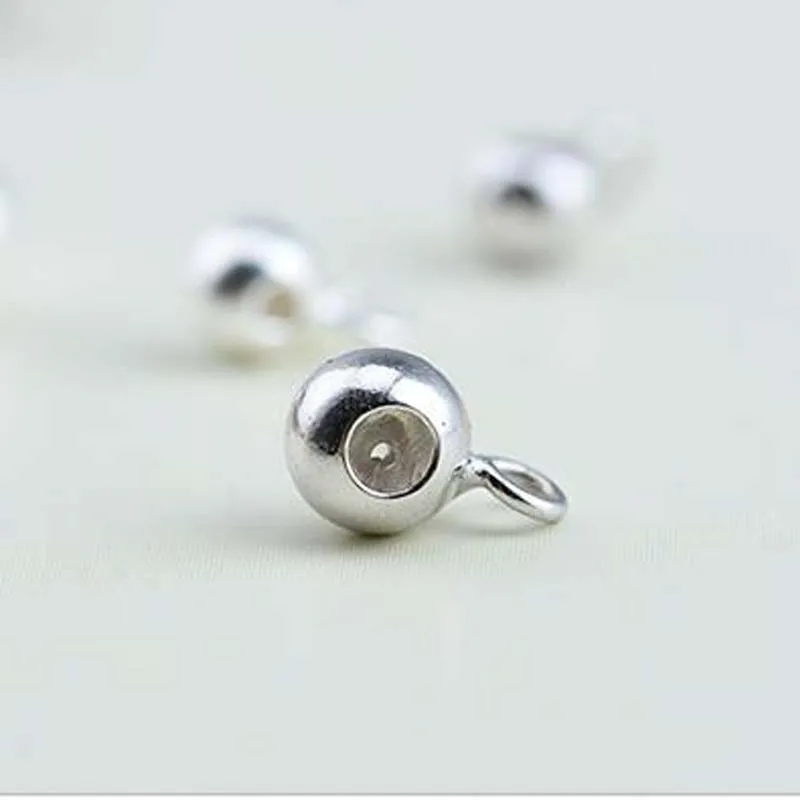 Silicone Filled Bead Real Pure Solid 925 Sterling Silver Spacer End Fit Beads With Ring Connector DIY Jewelry Making Findings