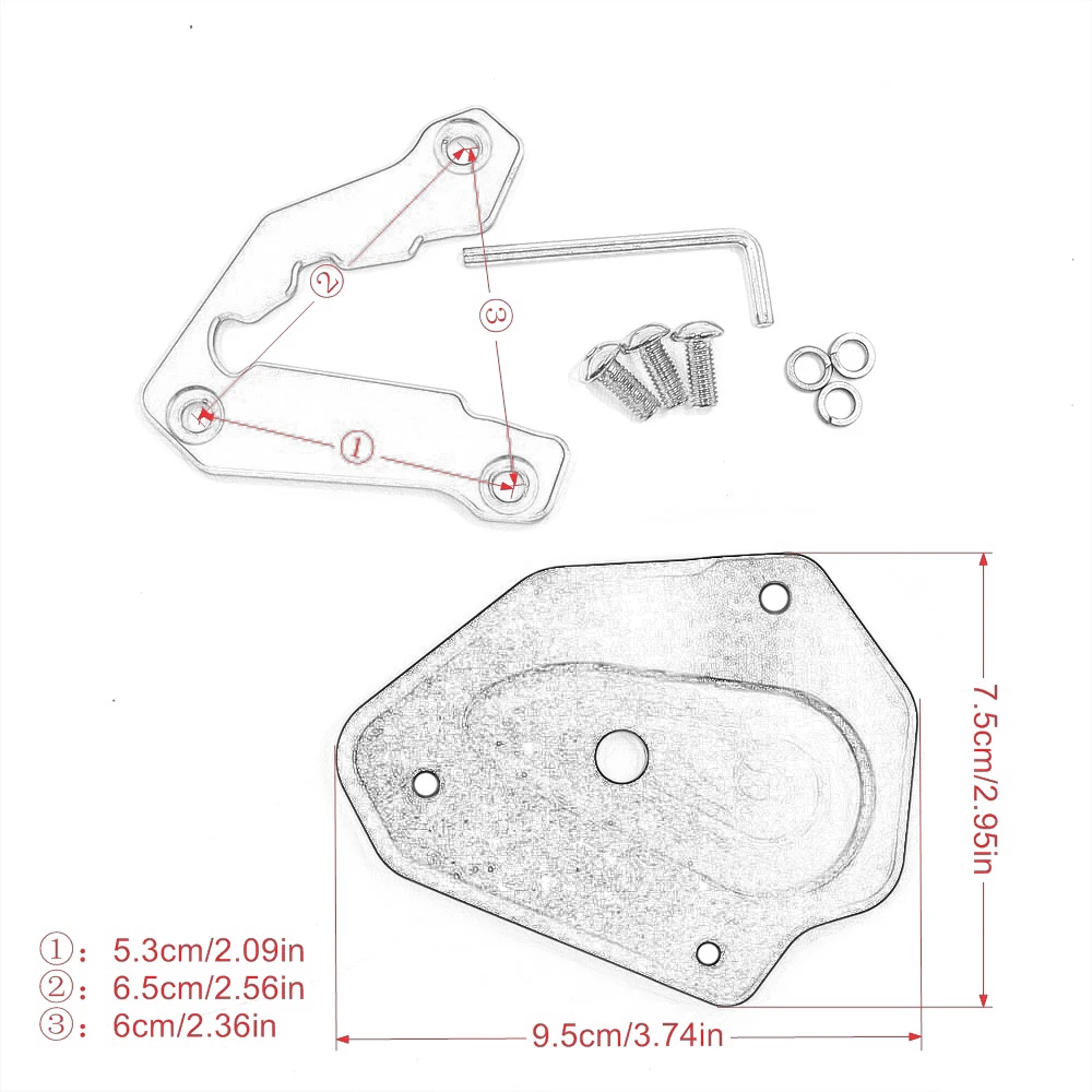 For Ducati 848 1098 1198 All Year Motorcycle Accessories CNC Kickstand Foot Side Stand Extension Pad Support Plate Enlarge Stand