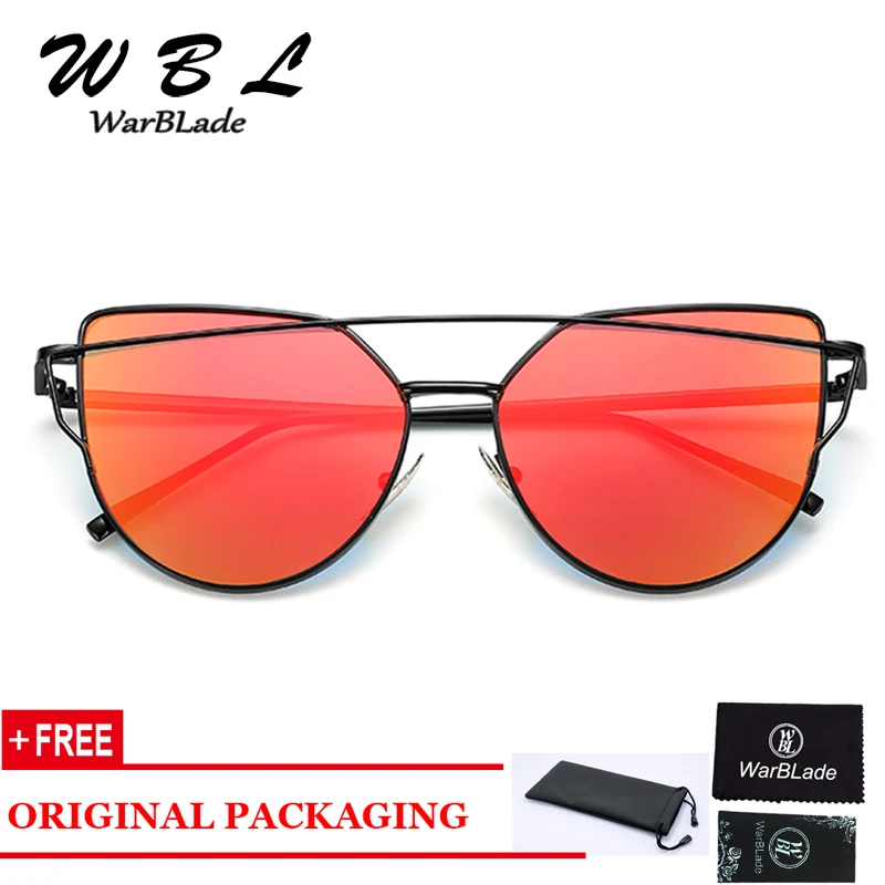 

WarBLade Hot Sale Flat Lense Women Cat Eye Sunglasses Classic Brand Designer Twin-Beams Rose Gold Frame Women Sun Glasses