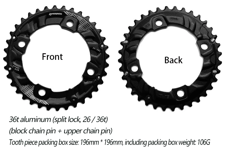 PROWHEEL MTB Kettenblatt 104/64BCD Doppelkettenblätter 26T 28T 36T 38T Mountainbike-Kettenblatt 10S/11S Kompatibel MTB Kurbelgarnitur – Detail 6