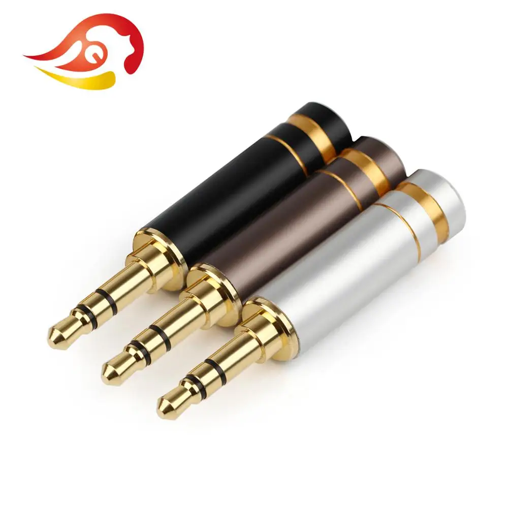 QYFANG 3.5mm 3 Pole 4-Layer Gold Plated Copper Stereo Earphone Plug Aluminum Alloy Audio Jack Metal Male Adapter Wire Connector