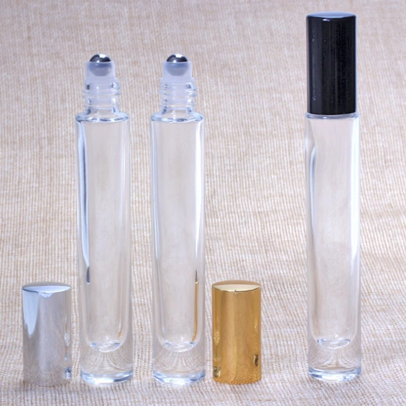 

100pcs/lot 10ml Luxury Transparent Glass Spray Perfume Bottle Refillable Empty Bottle Roller on bottles Thick Bottom