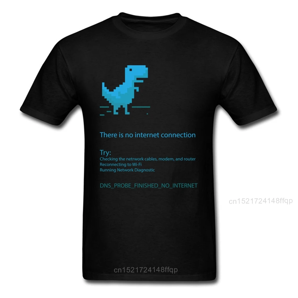 There Is No Internet! Tee Shirt Men T-shirt Black Tshirt Blue T Shirts Cartoon Dino Tops Dinosaur Funny Clothing Cotton Fabric