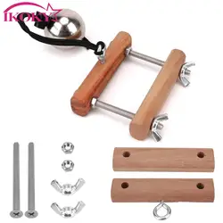 Wooden Scrotum Pendant Ball Stretcher Testicle Clip Balls Crusher Metal Penis Ring Male Penis Clamp Training Adult Products