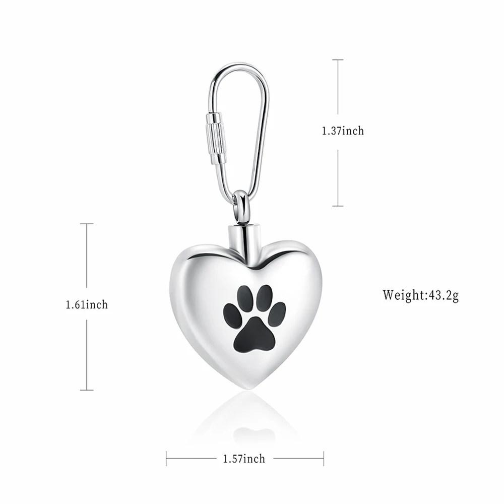 Crenation Jewelry Heart Pendant Paw Printed Keychain Ornaments Memorial Ashes Holder Keepsake Urns