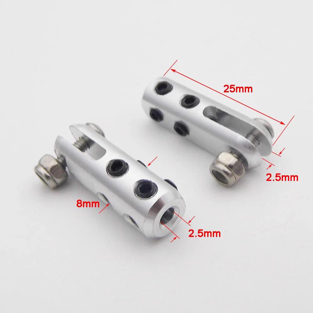 2PCS Metal Servo Arm Linkage Joint 2.5mm Tie Rod End Clevis Steering Rudder Joint for RC Boat Airplane Car Equipment Box