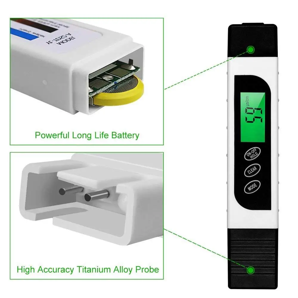 TDS Meter Water Quality Tester TDS EC&Temperature Meter 3 in 1 0-9999 ppm Meter for Drinking Water Test, Coffee, Swimming Pool