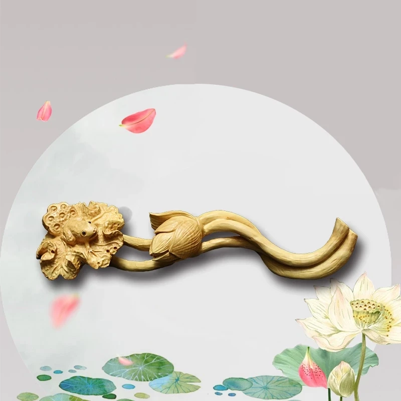 

Lotus leaf frog Chinese Style wood Ruyi Boxwood Carving Creative Home Decoration Car Decorations Wooden Handicrafts Gift art