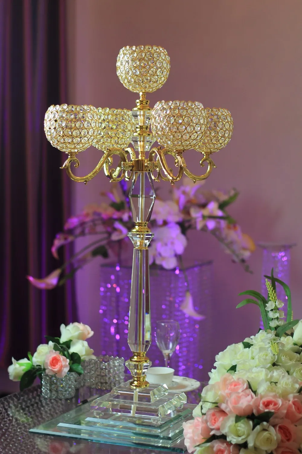 

Crystal candelabra candle holder wedding centerpieces 5 arms crystal candle holder for wedding table