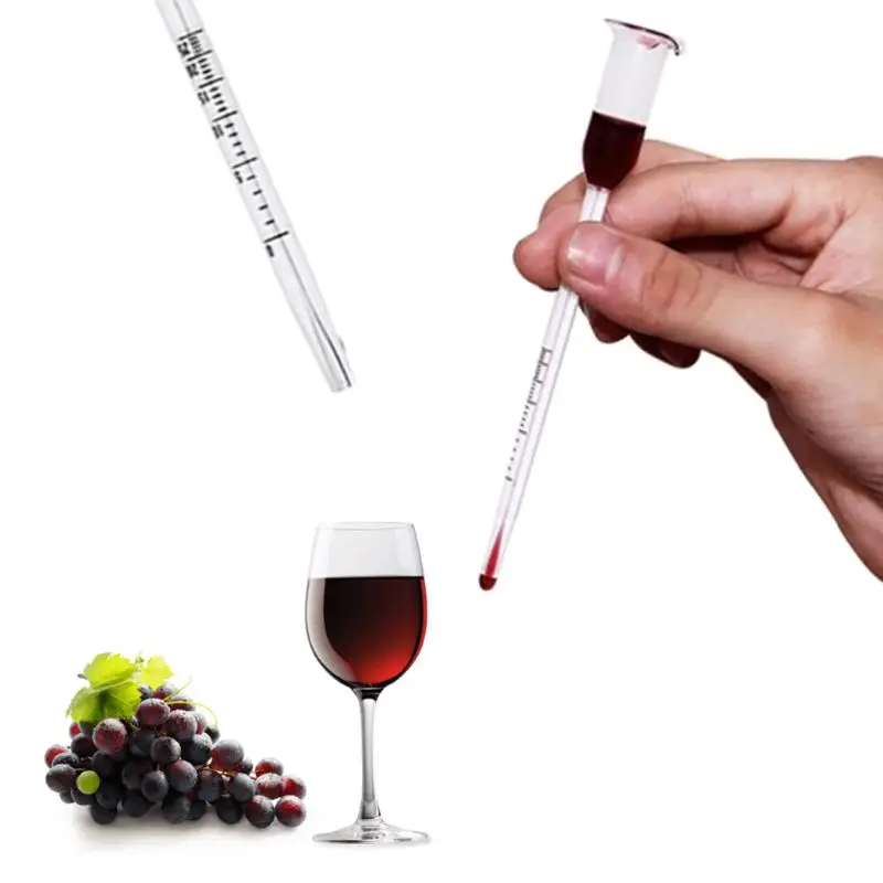 Medidor de Concentração de Vinho Medidor de Álcool para Produção de Vinho com Termômetro 13cm de Vidro