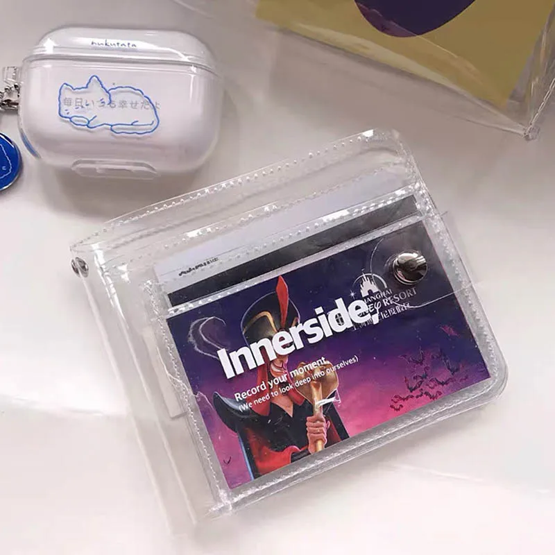 Fashion Girls Short Wallet PVC Transparent Waterproof Small Coin Purse Credit Business ID Card Holder Pouch For Boys image 2