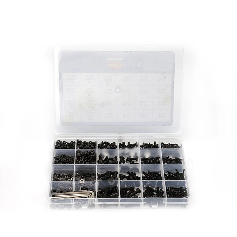 1060 stücke M2 M3 M4 M5 Hex Buchse Schraube Set Stahl Flache Runde Kappe Kopf Schrauben Schrauben und Muttern sortiment Kit mit Lagerung Box