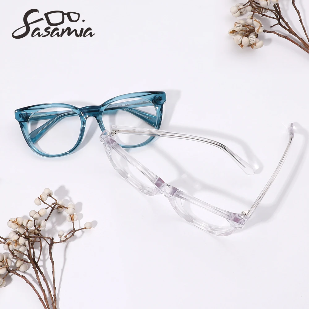 SASAMIA Woman Glasses Oval Female Eyeglasses Crystal Myopia for Women Computer Glasses Optical Prescription Lady Glasses WD1241