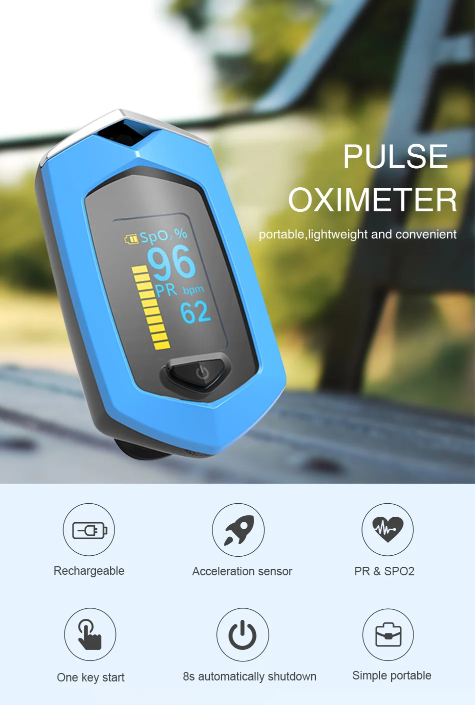 Medical Finger Pulse Oximeter Saturimetro OLED Usb Rechargeable Oximeter Blood Oxygen Measurement Pulse Oximeter