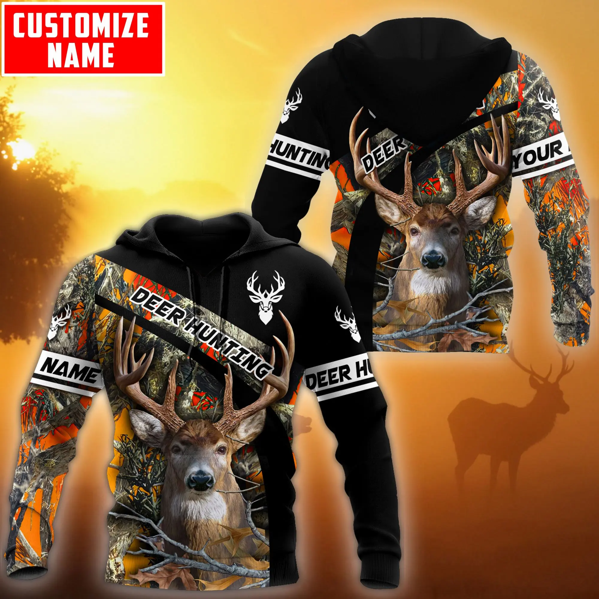 

Customized Name Deer Hunting 3D All Over Printed Men's Hoodie & Sweatshirt Autumn Unisex Zip Hoodies Casual Streetwear KJ812