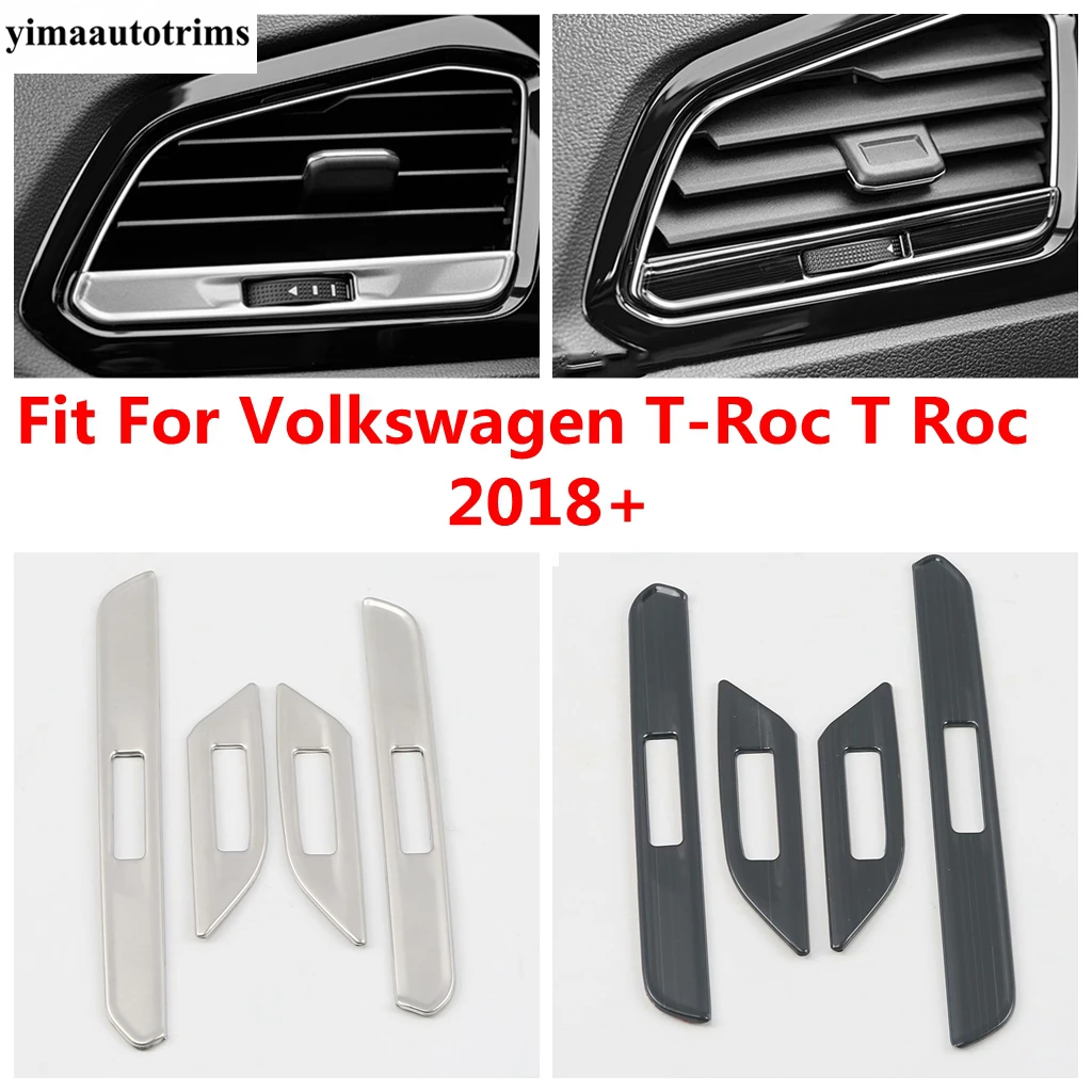 Car Accessories Front Air Conditioner AC Outlet Vent Adjustment Strip Cover Trim Interior For Volkswagen T-Roc T Roc 2018 - 2022