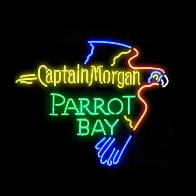 Custom CAPTAIN MORGAN RUM PARROT BAY Sign Glass Neon Light Sign Beer Bar