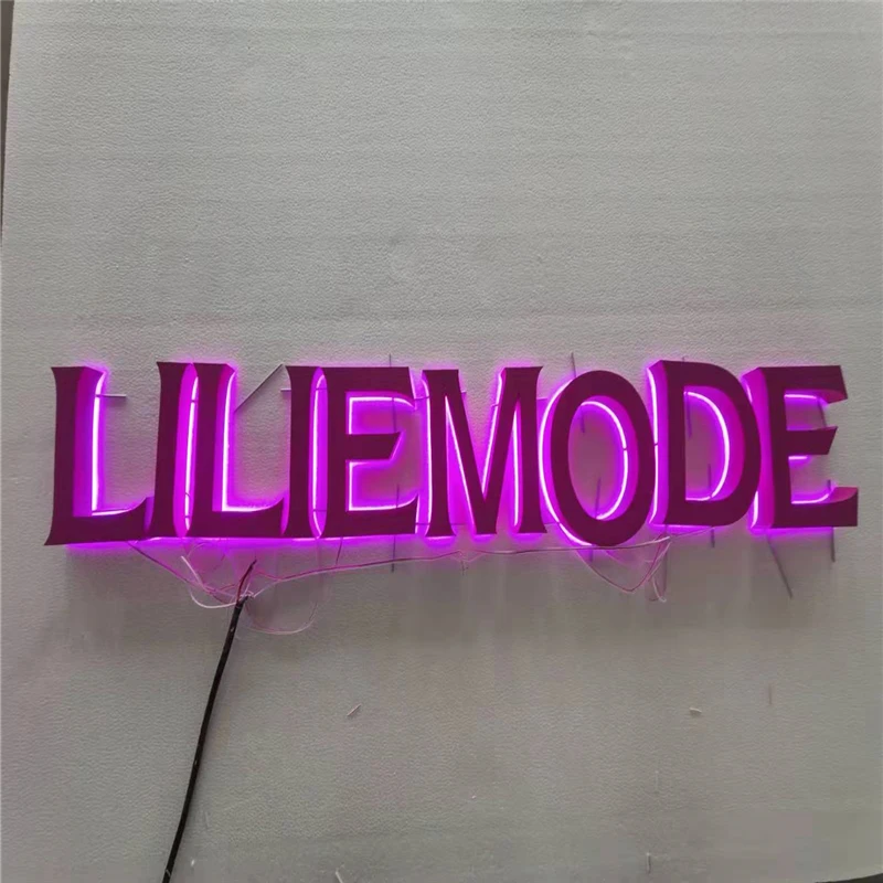 Factory Outlet Outdoor Back Lit Rvs Led Letters Voor Receptie Muur, Telefoon Winkel, terug Verlichte Metalen Led Logo Tekenen
