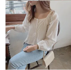 New Womens Blouse Summer Tops Femme Spring Women Shirt White Long Sleeve Cotton Girls Women Blouse New Blusas Solid Loose