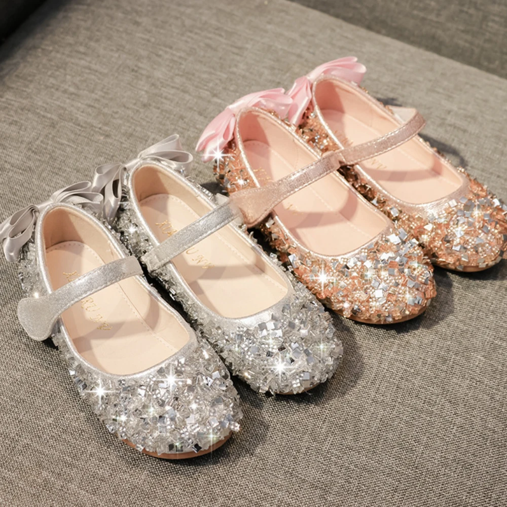 Toddler Girls Sparkly Shoes Rhinestone Party Flower Girls Shoes for Birthday Party Glitter Shiny Kids Photoshoots Performance 3t