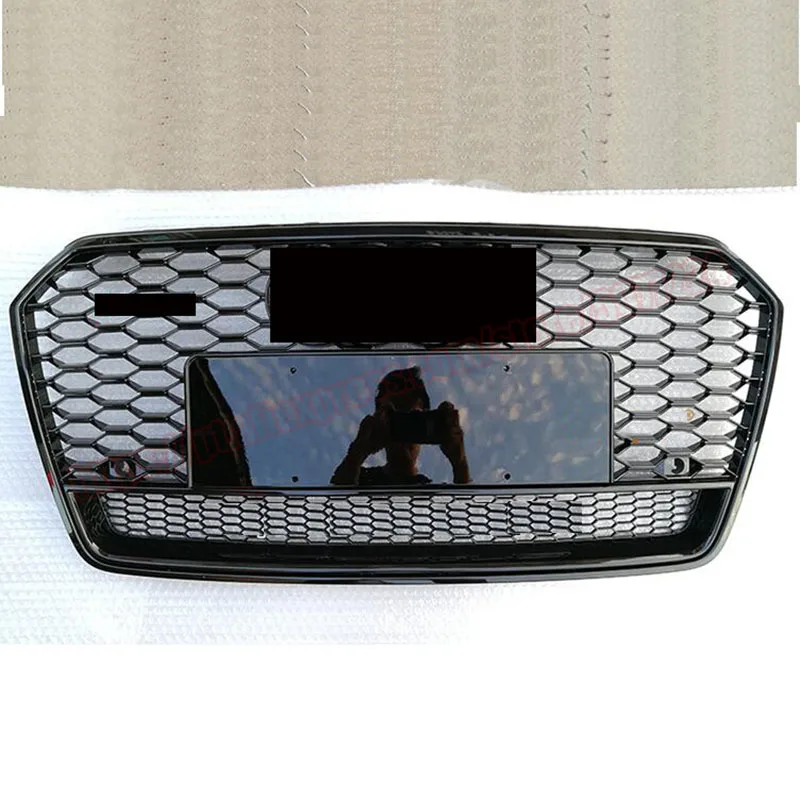 For rs7 style sport Silver front hex mesh honeycomb hoodgrill gloss for audi a7 s7 2016 16 2017 17 2018 18 car accessories