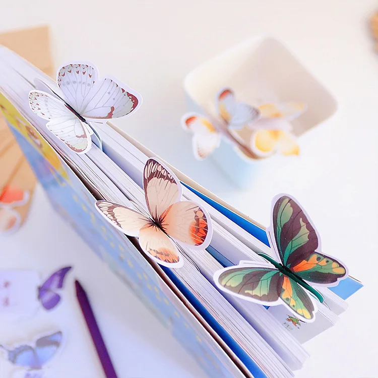 5-10PCS/SET kawaii Bookmarks Butterflies Paper Clips Flowers Marker Message Cards Vintage Bookmark School Supplies Children Gift