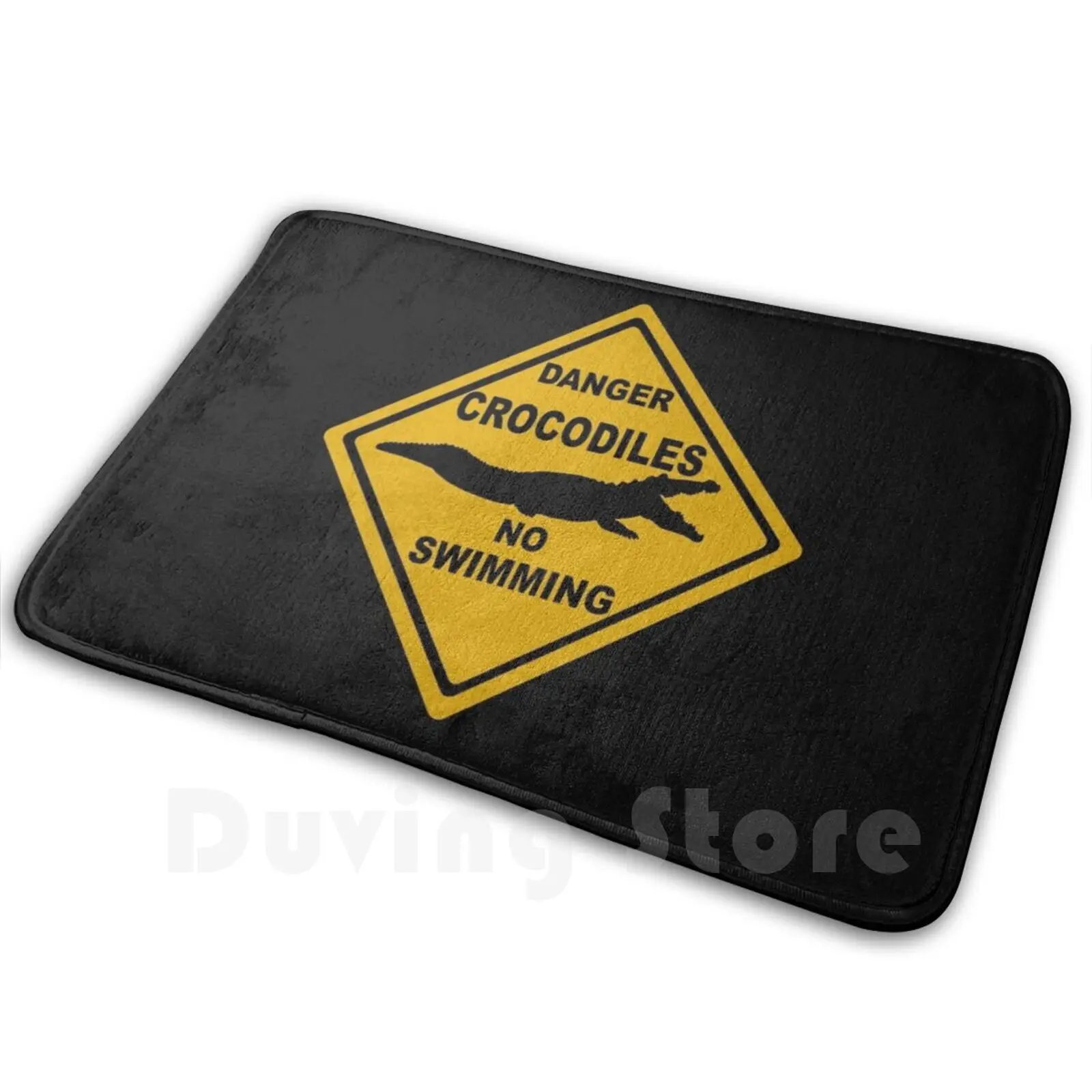 Danger Crocodiles No Swimming Road Sign Australia Carpet Mat Rug Cushion Soft Danger Crocodile Australia Road Sign No