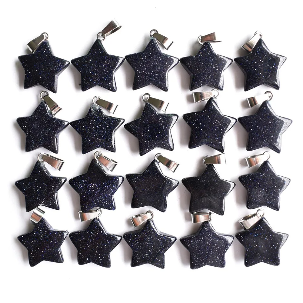 

2020 Fashion good quality blue sand stone five-pointed star charm pendants for jewelry making 50pcs/lot Wholesale free shipping