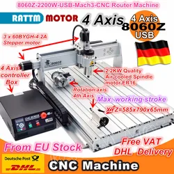 Enrutador CNC DE 4 ejes, grabador, perforación, corte, fresado, Mahcine, 220VAC, 2200W, 8060Z, USB, Mach3, 2200W, 2.2kw