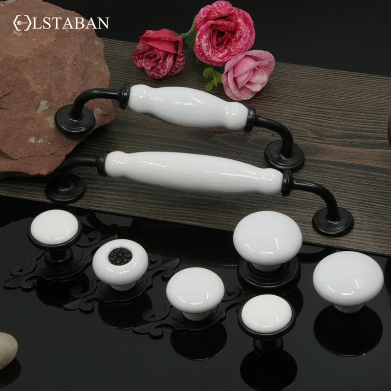 European Modern Minimalist Zinc Alloy White Ceramic Cupboard Door Wine Cabinet Bookcase Drawer Single Hole Handle