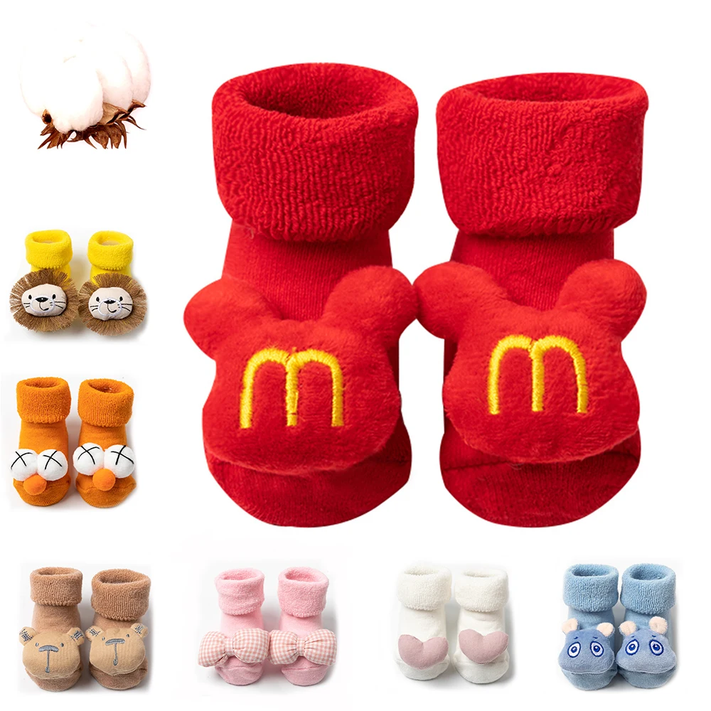 Baby Children\'s Socks Thicken Print Cotton Toddlers Baby Christmas Socks for Newborns Kids Short Socks Clothing baby accessories