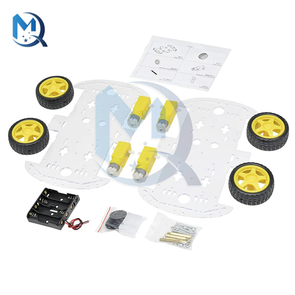 Smart Car Kit fai da te 4WD Kit telaio per auto Robot intelligente a 4 ruote con Encoder di velocità scatola batteria Set elettronico fai da te per