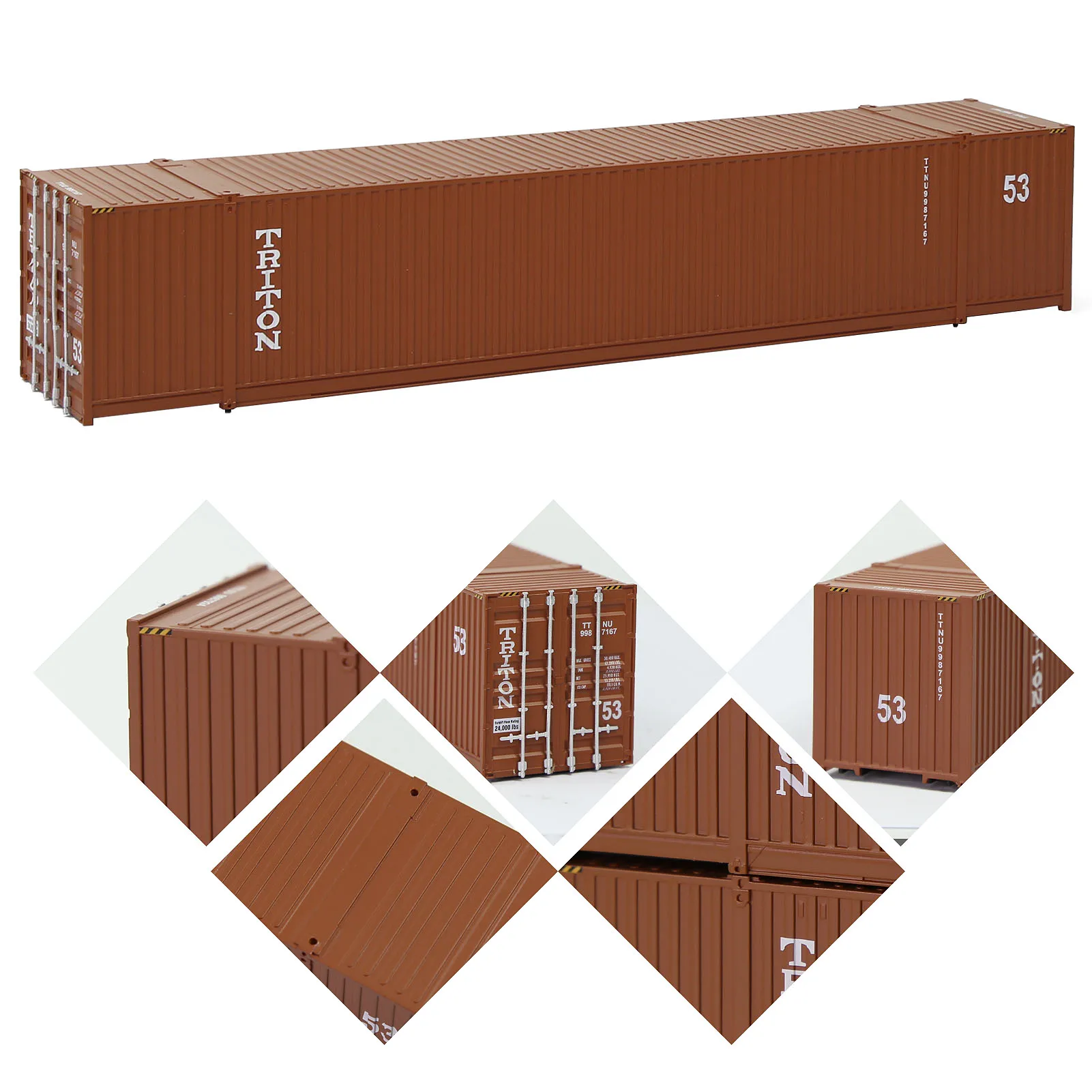 Evemodel 1pc HO Scale 53ft Shipping Container 1:87 53' Cargo Box Freight Car Model Trains Lot C8753