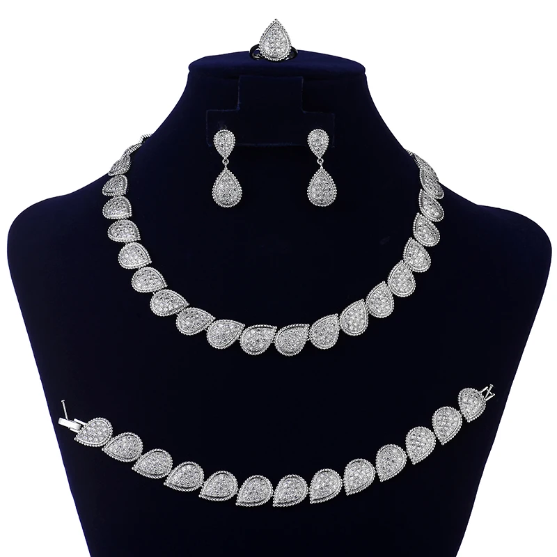 Jewelry Set HADIYANA Vintage Droplets Dignified Luxury Women Wedding Party Bridal Jewelry Set CN1296 Parure Bijoux Femme Mariage