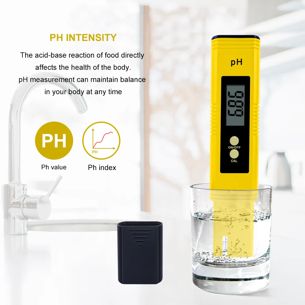 Digital PH Meter 0.00~14.00 Water Quality Acidity Tester Pen High Accuracy Monitor Automatic Calibration for Aquarium Pool Food