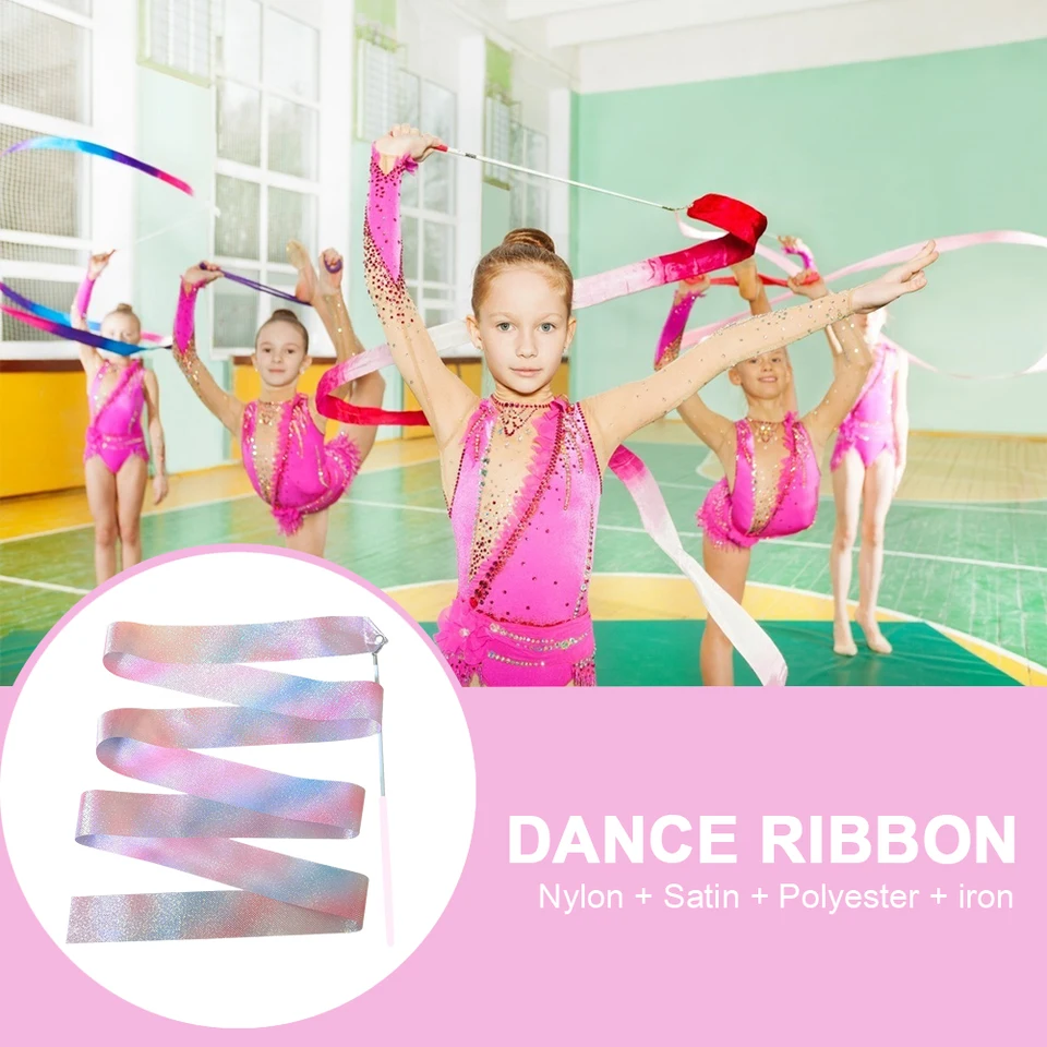 Confezione Da 2 Nastri Da Ginnastica E Danza – Nastro In Seta Lungo 2m Con Manico Rosso E Bianco, Per Bambini E Adulti
