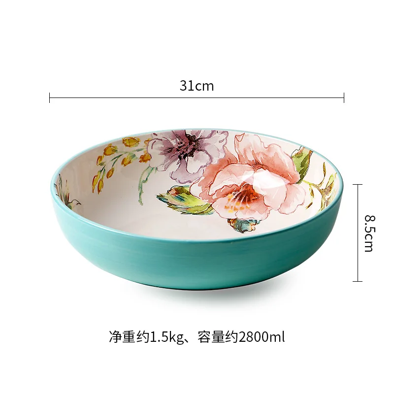 European and American French dinner plate underglaze color flat plate dessert tray rectangular plate fish plate large soup plate