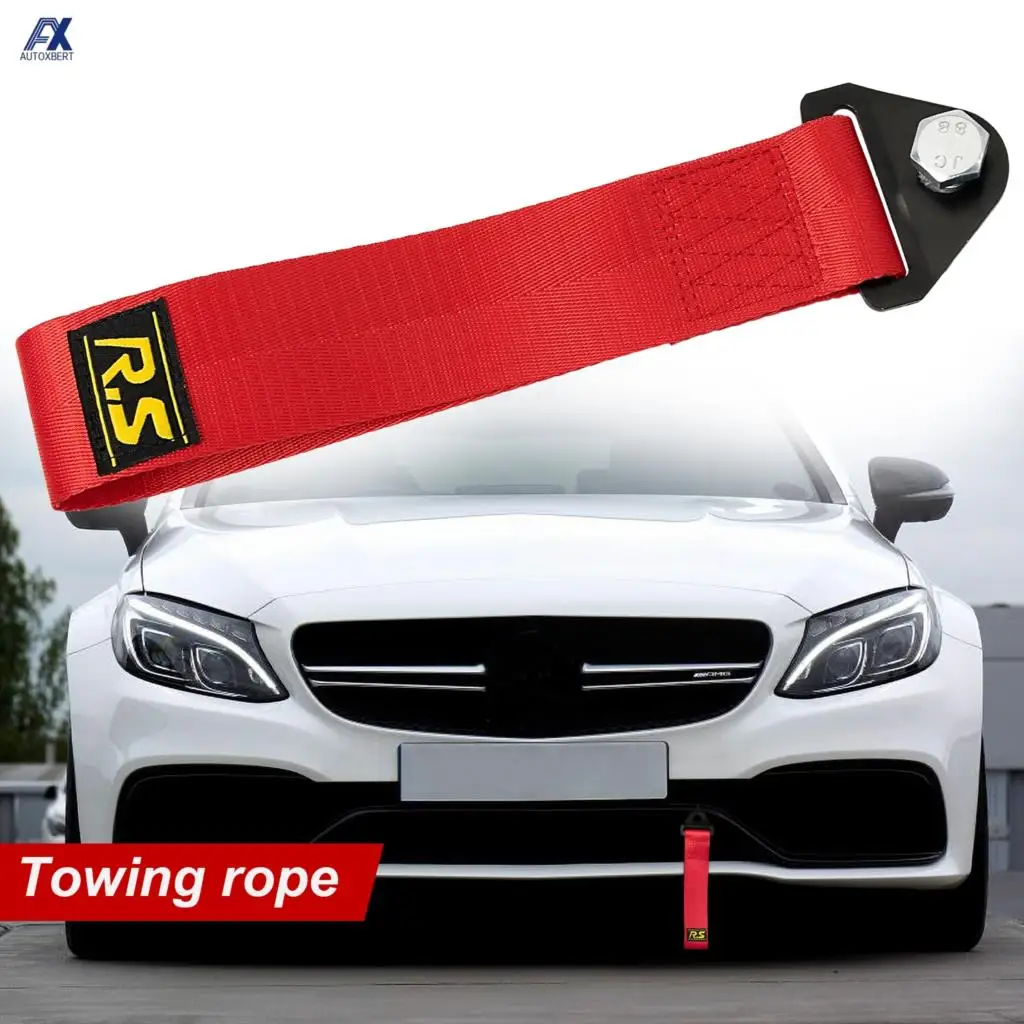 Towing Rope Racing Car Universal Tow Eye Strap Tow Bumper Hook Bar Trailer High Strength Nylon Tow Strap with Screws and Nuts