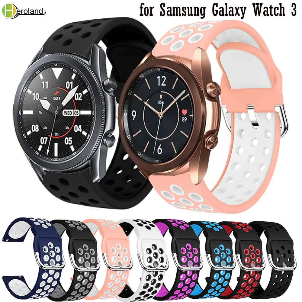 

22MM silicone Watchband strap for Samsung Galaxy Watch 3 45mm 41mm Smart Accessories wriststrap Quick Release double color new