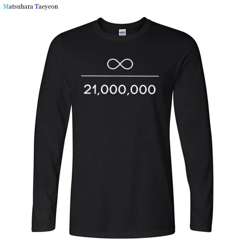 Divided By 21 Million TShirt for Male Bitcoin Cryptocurrency Miners Fashion T Shirt Loose Long Sleeve Streetwear Tees Man