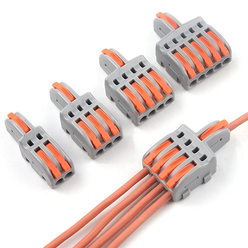 Conectores de cable rápido de 1 entrada y salida múltiple, divisor paralelo a tope combinado, terminales enchufables con palanca para caja de conexiones, 5/10 Uds.