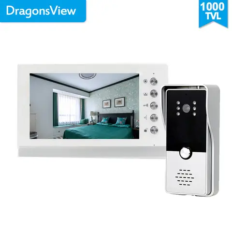 Dragonsview-7 인치 비디오 도어 폰 초인종 인터콤 시스템 카메라 1000TVL 잠금 해제 토크 방수