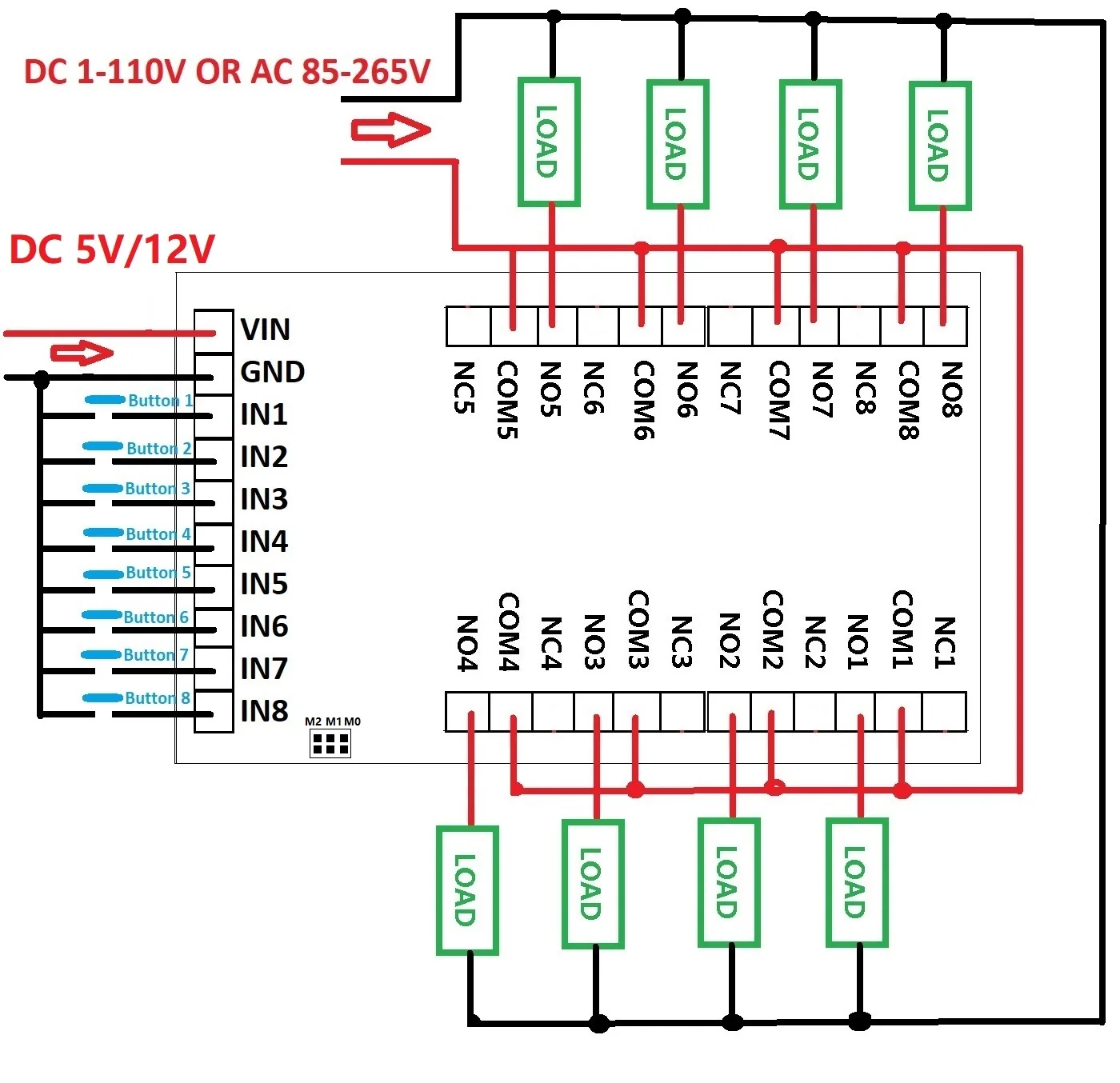 IR23F08 DC 5V 12V 8ch Multi-function IR infrared control Switch Module Timer Delay Self-locking Inter-locking Relay