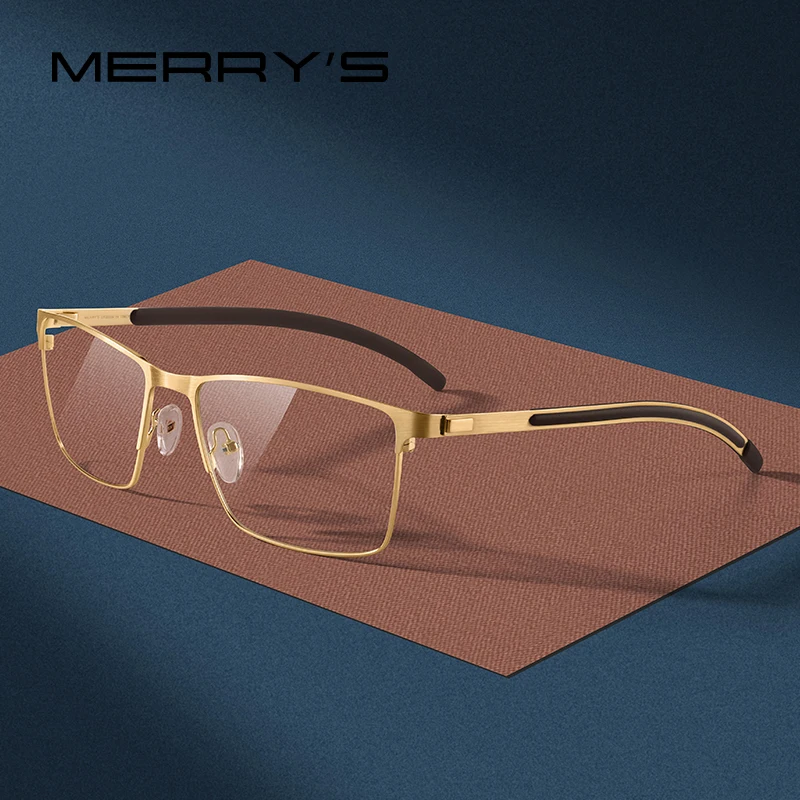 

MERRYS DESIGN Men Titanium Alloy Optical Glasses Frame Ultralight Square Myopia Prescription Eyeglasses Antiskid Silicone S2186