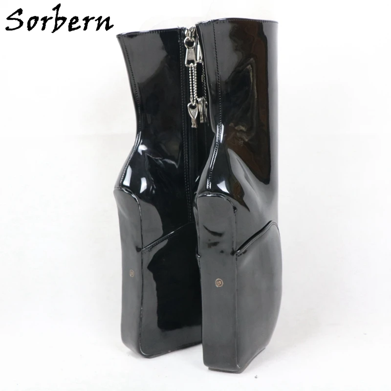 Sorbern Sexy Hidden Wedge Ballet Boots Lockable Zipper Sexy Fetish Heels Custom Ankle Boots No Heel Ballet Heelless Shoes